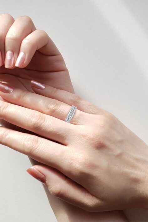 3.50 Carat Princess & Round Cut Diamond Wedding Band