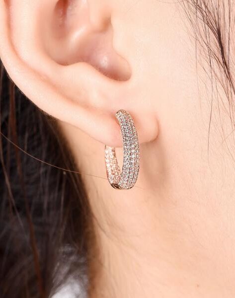 2 Ct Round Cut Pave Set Lab Diamond Hoop Earrings