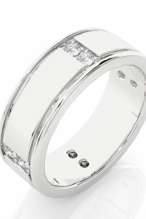 3.50 Carat Princess & Round Cut Diamond Wedding Band In White Gold